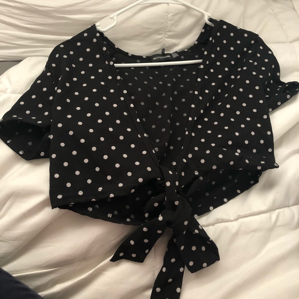 cropped tie blouse